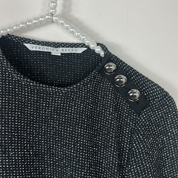 Veronica Beard Black & Silver Ruched Metallic Ira Dress 2 - Picture 6 of 16